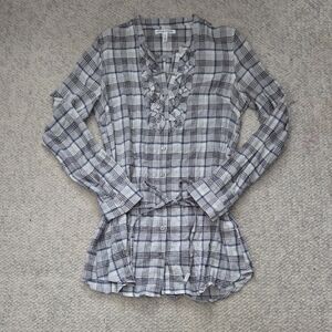 Aeropostale Blue Plaid Ruffle Blouse